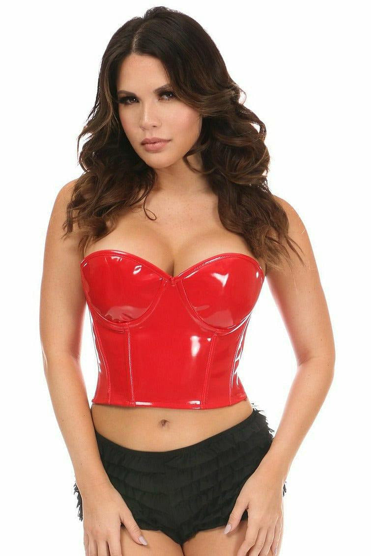 Lavish Red Patent PVC Underwire Bustier-Daisy Corsets