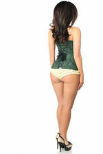 Lavish Dark Green Lace Overbust Corset w/Zipper-Daisy Corsets