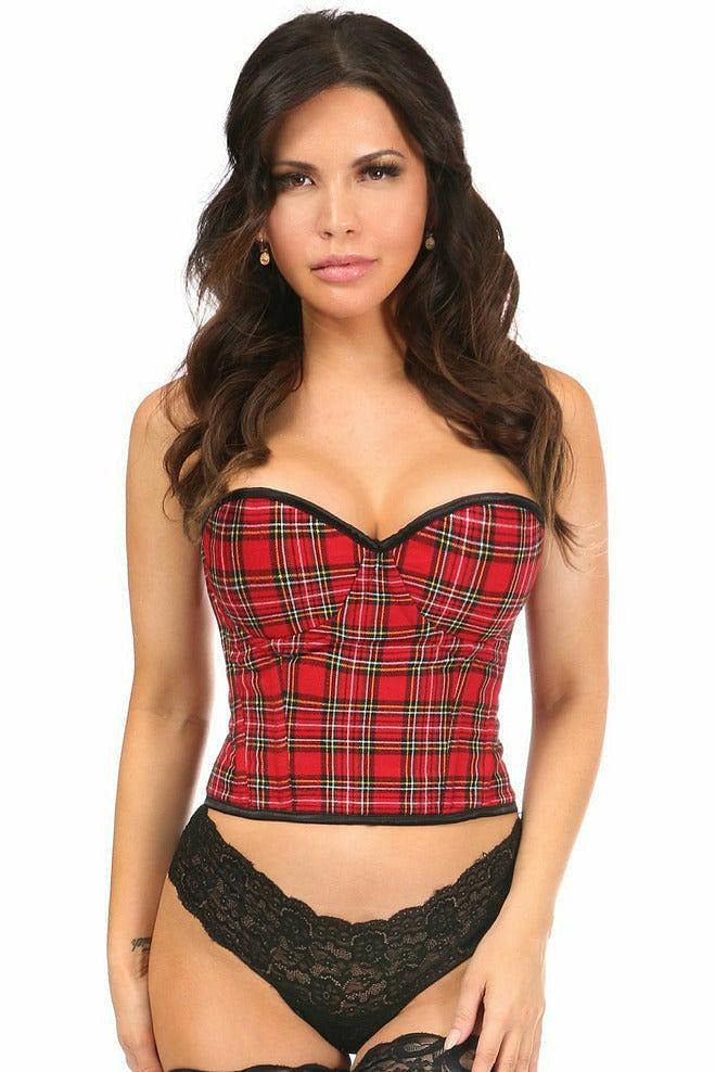 Lavish Red Plaid Underwire Bustier-Daisy Corsets