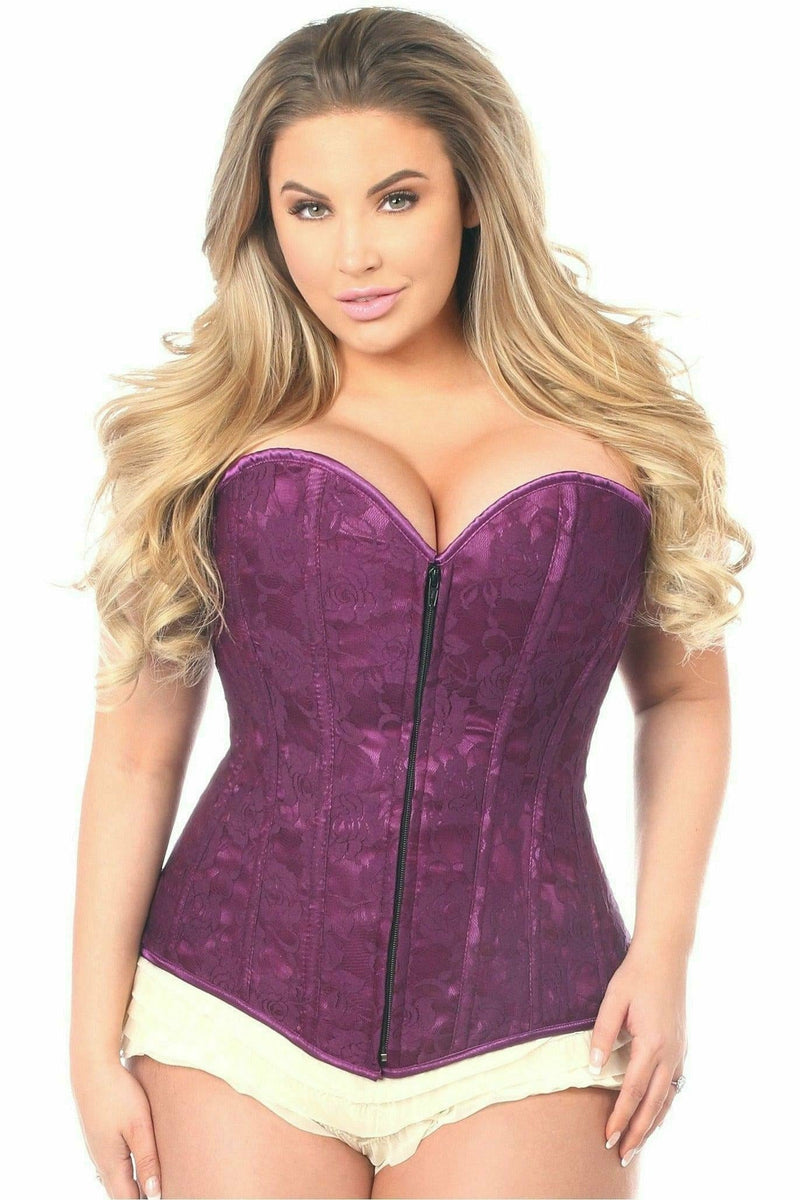 Lavish Magenta Lace Overbust Corset w/Zipper-Daisy Corsets