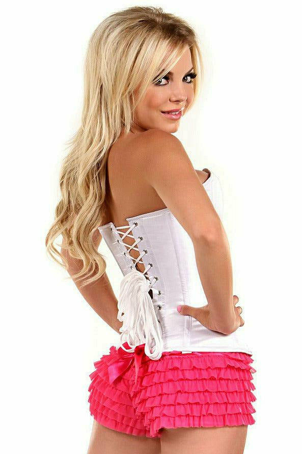 Lavish White Sweetheart Front Zipper Corset-Daisy Corsets