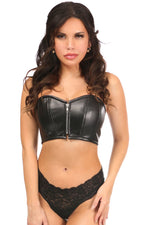 Lavish Black Faux Leather Short Bustier Top-Daisy Corsets