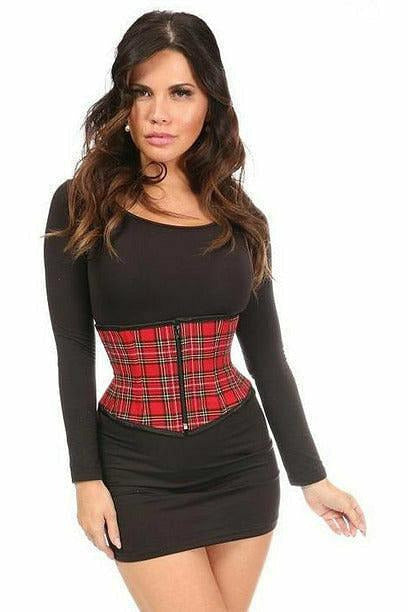 Lavish Red Plaid Mini Cincher-Daisy Corsets