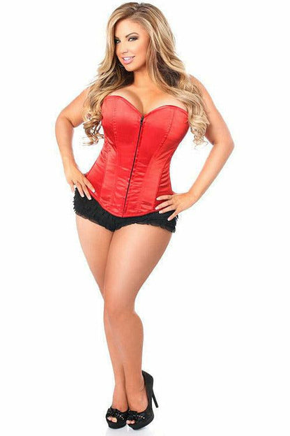 Lavish Red Sweetheart Front Zipper Corset-Daisy Corsets