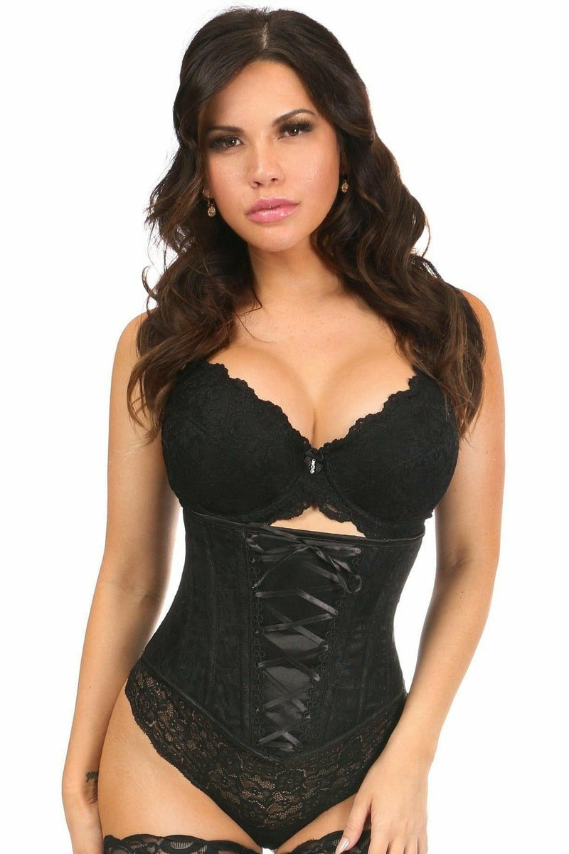 Lavish Black Lace-Up Underbust Corset w/Black Lace-Daisy Corsets