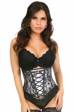 Lavish White Lace-Up Underbust Corset w/Black Lace-Daisy Corsets