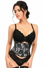 Lavish White w/Black Lace Overlay Mini Cincher-Daisy Corsets