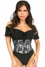 Lavish White w/Black Lace Overlay Mini Cincher-Daisy Corsets