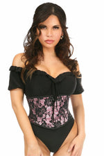 Lavish Pink w/Black Lace Overlay Mini Cincher-Daisy Corsets