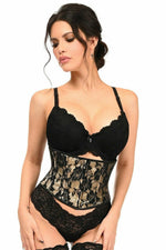 Lavish Tan w/Black Lace Overlay Mini Cincher-Daisy Corsets