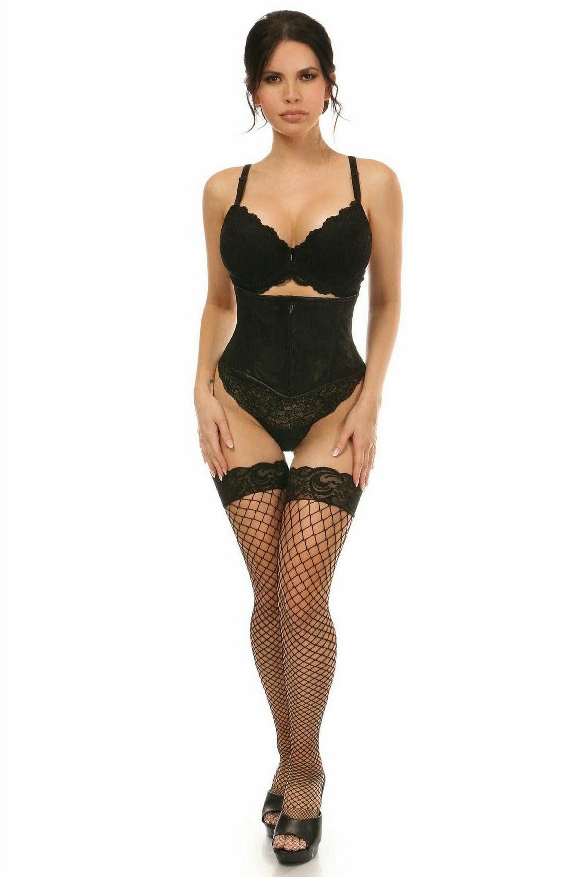 Lavish Black Lace Mini Cincher-Daisy Corsets