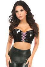 Lavish Black/Lavender Patent Lace-Up Short Bustier Top-Daisy Corsets