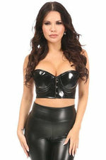 Lavish Black Patent PVC Underwire Short Bustier-Daisy Corsets