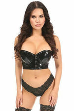 Lavish Black Patent PVC Underwire Short Bustier-Daisy Corsets