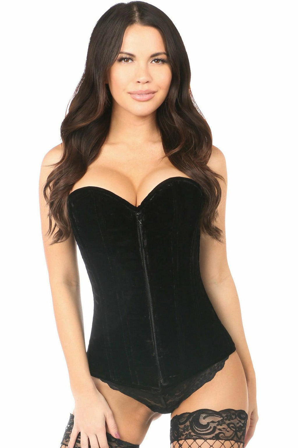 Lavish Black Velvet Overbust Corset-Daisy Corsets