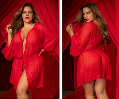 Mapale Curvy Size Robe Color Red-Mapale