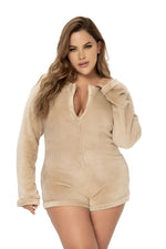 Mapale Curvy Size Long Sleeve Sleep Romper Color Mocha-Mapale