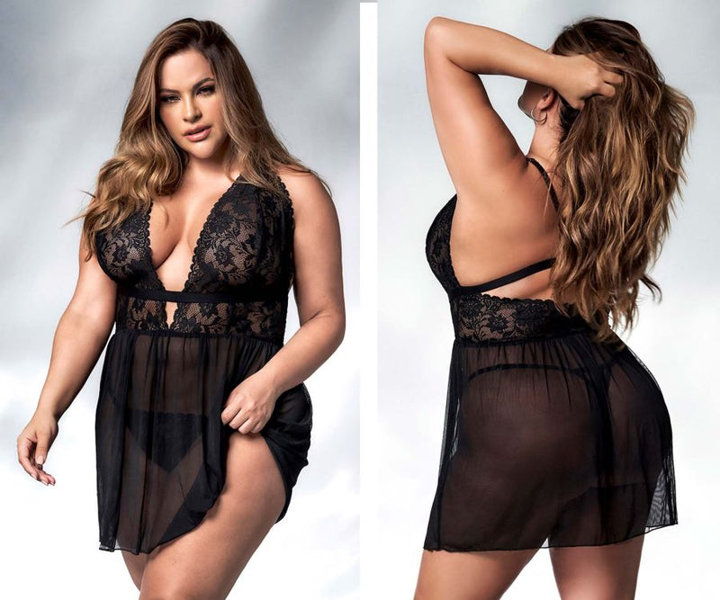 Mapale Curvy Size Babydoll Color Black-Mapale