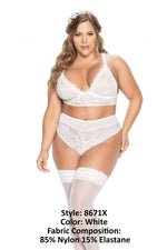 Mapale Curvy Size Two Piece Lingerie Set Color White-Mapale