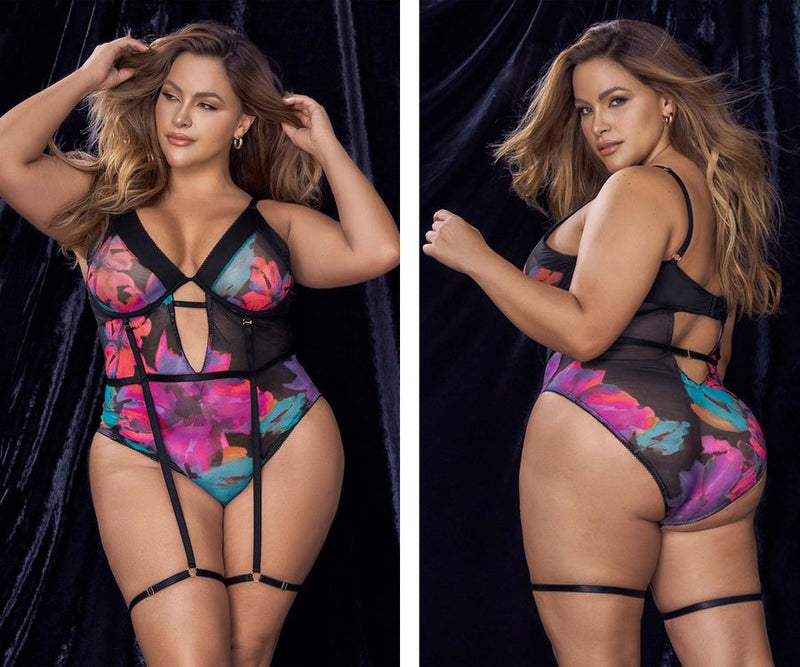 Mapale Curvy Size Teddy Color Dream Flower Print-Mapale