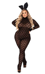 2pc Sheer Playboy Bunny Bodysuit Costume-Roma Costume