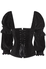 Top Drawer Black Velvet Steel Boned Long Sleeve Corset-Daisy Corsets