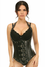 Top Drawer Steel Boned Faux Leather Underbust Corset Top-Daisy Corsets