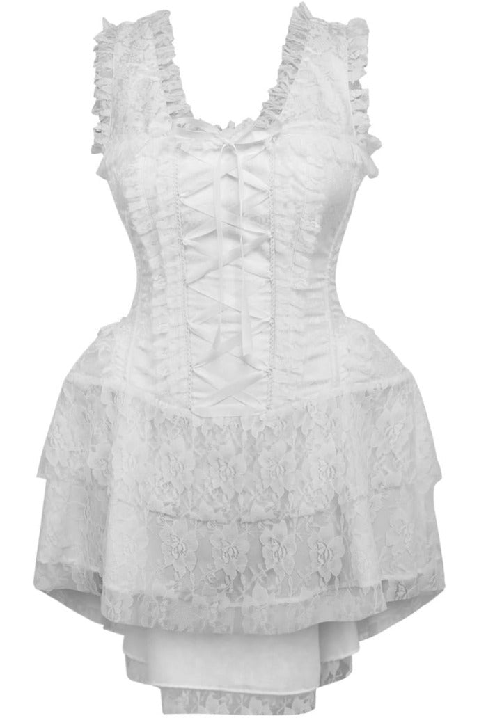 Top Drawer Steel Boned White Lace Victorian Corset Dress-Daisy Corsets