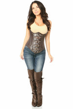 Top Drawer Steel Boned Distressed Faux Leather Underbust Corset Top-Daisy Corsets