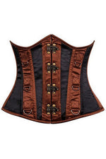 Top Drawer Black & Brown Steel Boned Underbust Corset-Daisy Corsets