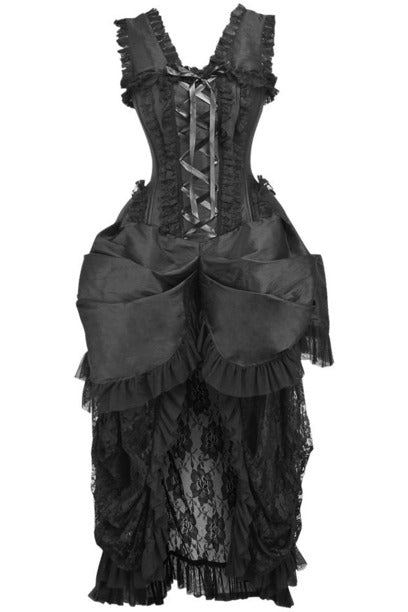 Top Drawer Steel Boned Black Lace Victorian Bustle Corset Dress-Daisy Corsets