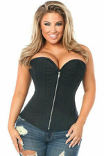 Top Drawer Black Cotton Steel Boned Corset w/Zipper-Daisy Corsets