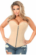 Top Drawer Tan Cotton Steel Boned Corset w/Zipper-Daisy Corsets