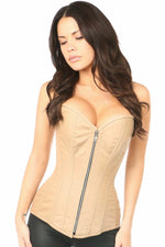 Top Drawer Tan Cotton Steel Boned Corset w/Zipper-Daisy Corsets