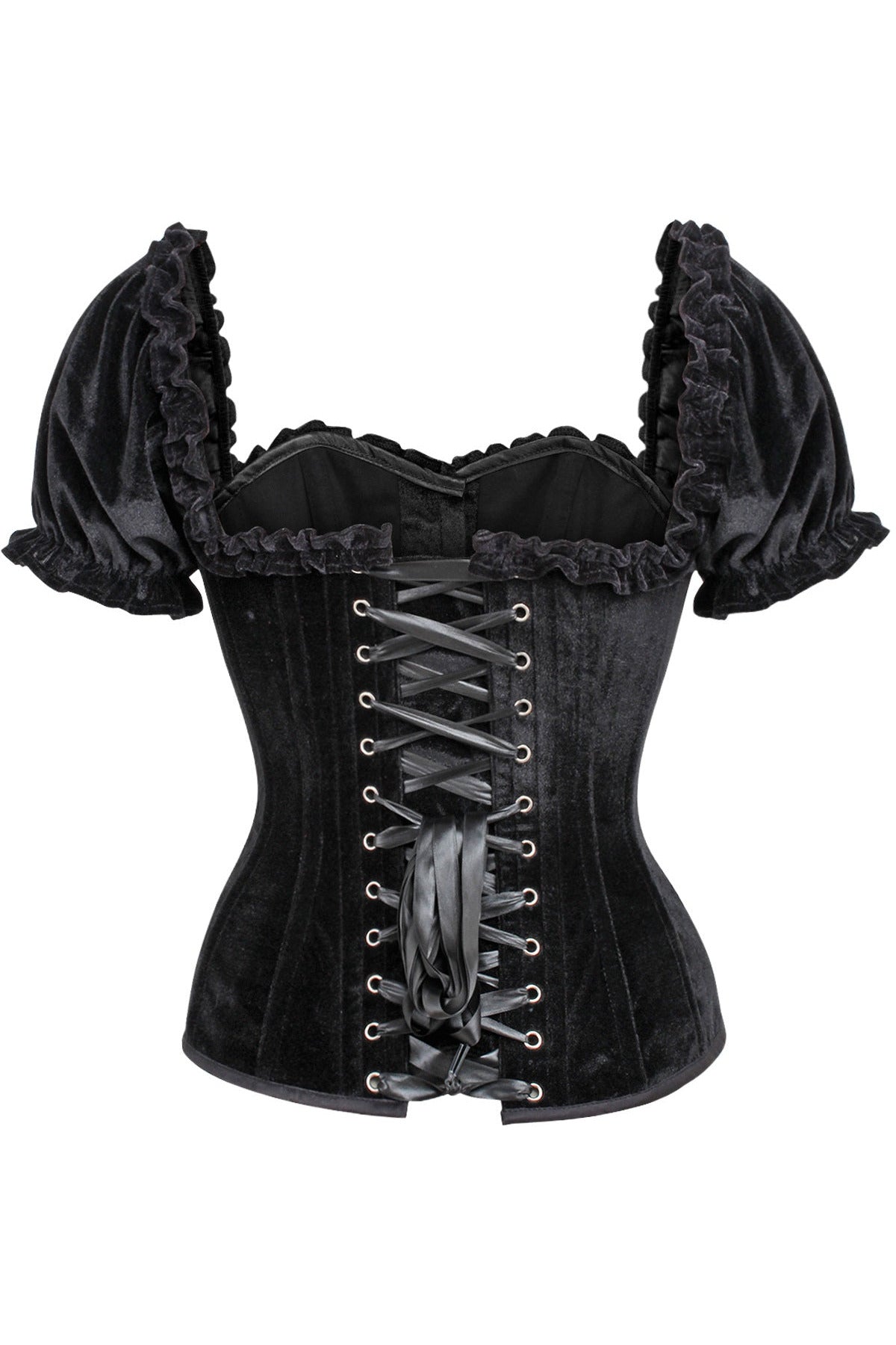 Black Lace-Up Front Overbust Corset