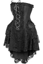 Top Drawer Steel Boned Strapless Black Lace Victorian Corset Dress-Daisy Corsets