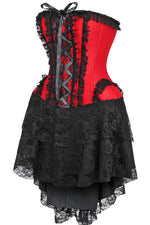 Top Drawer Steel Boned Strapless Red/Black Lace Victorian Corset Dress-Daisy Corsets