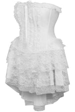 Top Drawer Steel Boned Strapless White Lace Victorian Corset Dress-Daisy Corsets