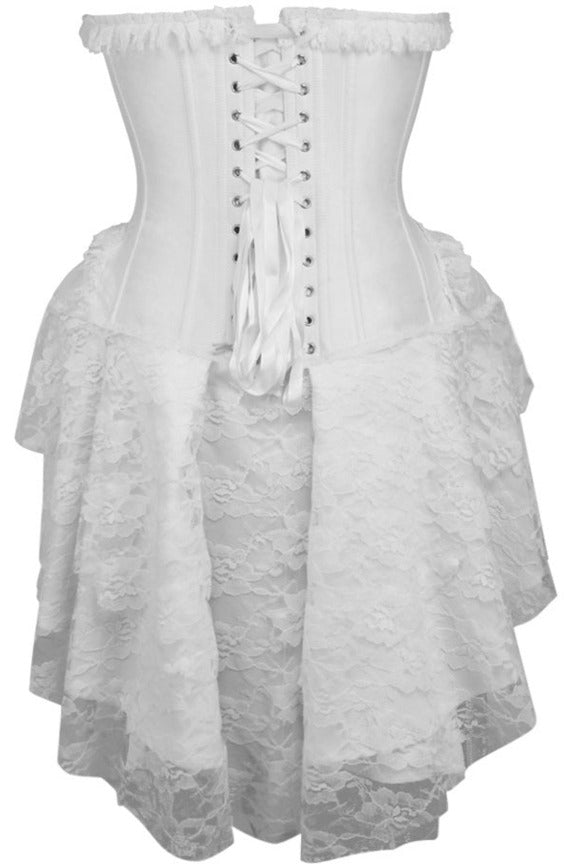 Top Drawer Steel Boned Strapless White Lace Victorian Corset Dress-Daisy Corsets