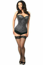 Top Drawer Elegant Black Embroidered Steel Boned Corset-Daisy Corsets