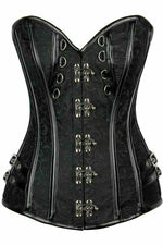 Top Drawer Brocade & Faux Leather Steel Boned Corset-Daisy Corsets