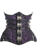 Top Drawer CURVY Steampunk Black/Purple Brocade Steel Double Boned Under Bust Corset-Daisy Corsets