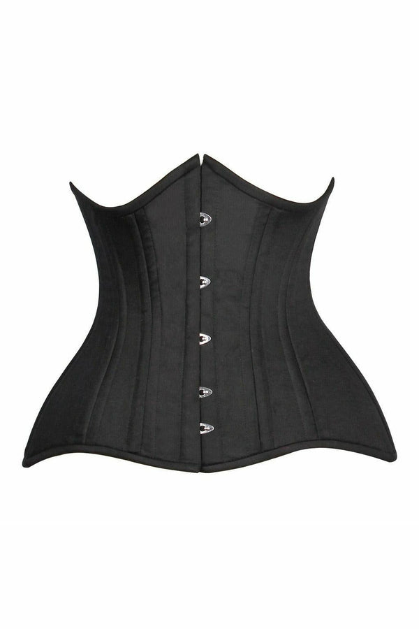 Top Drawer CURVY Black Cotton Double Steel Boned Underbust Waist Cincher Corset-Daisy Corsets