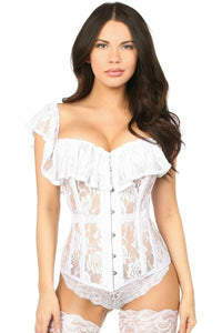 Top Drawer White Sheer Lace Steel Boned Corset-Daisy Corsets