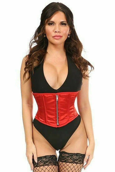 Top Drawer Red Satin Steel Boned Mini Cincher-Daisy Corsets