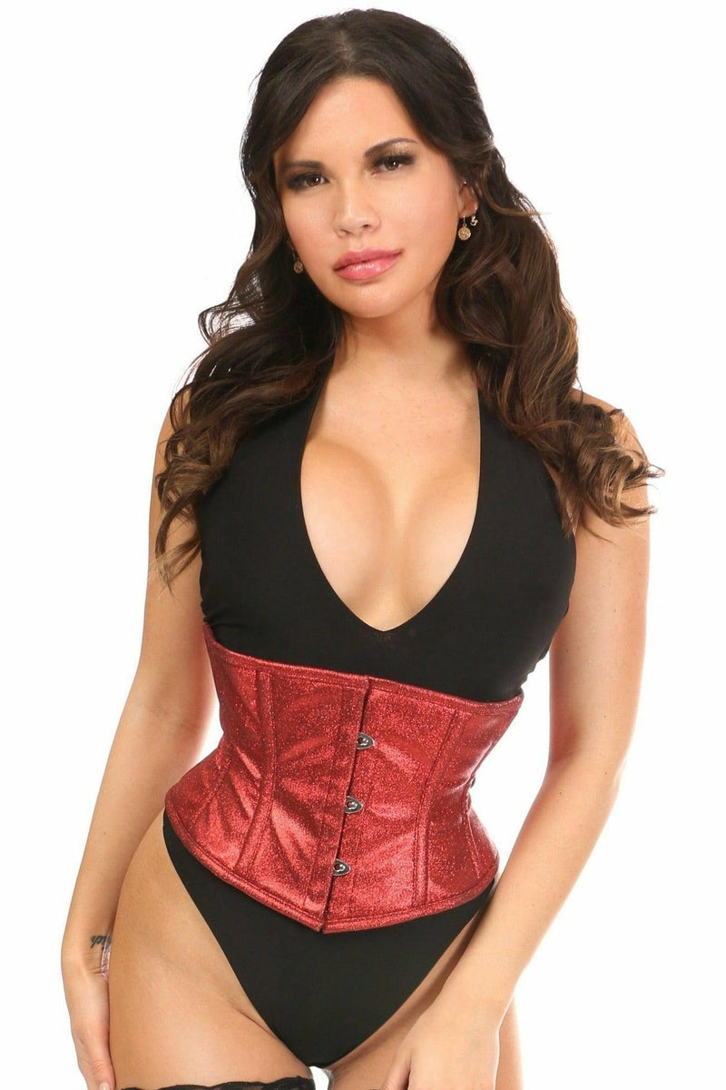 Top Drawer Cherry Bomb Glitter Steel Boned Mini Cincher-Daisy Corsets