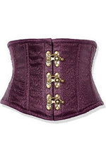 Top Drawer Plum Brocade Steel Boned Mini Cincher w/Clasps-Daisy Corsets