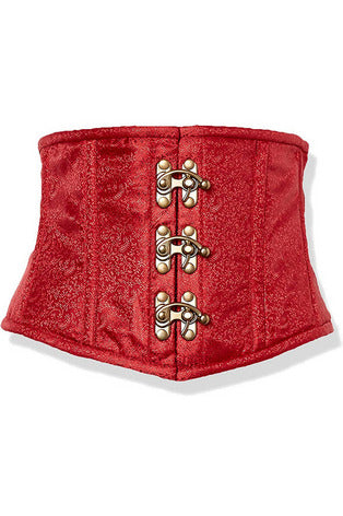 Top Drawer Wine Brocade Steel Boned Mini Cincher w/Clasps-Daisy Corsets