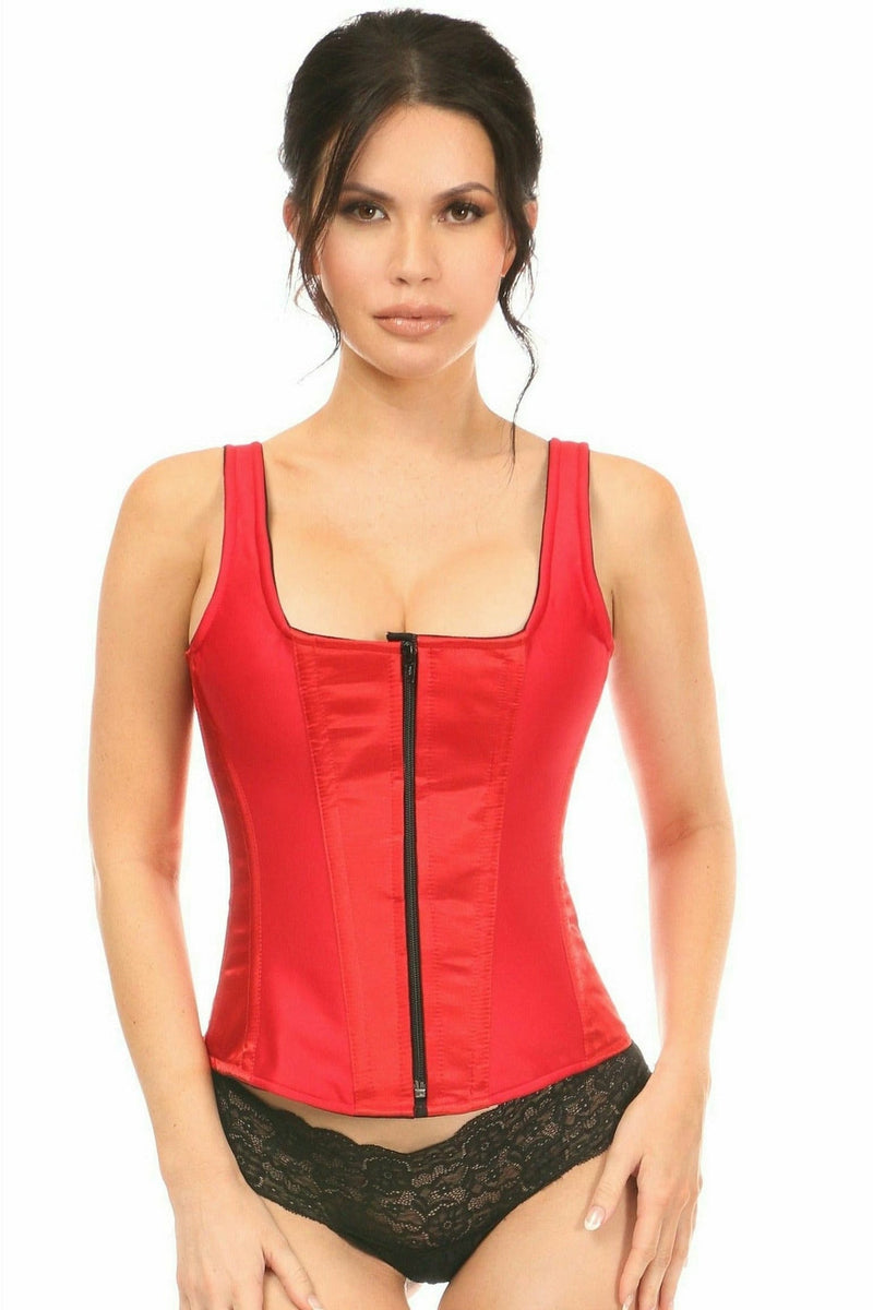 Top Drawer Red Satin Steel Boned Corset w/Straps-Daisy Corsets