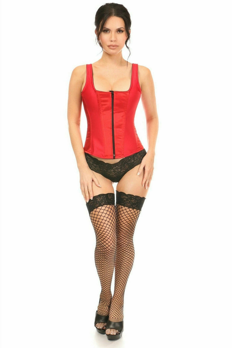 Top Drawer Red Satin Steel Boned Corset w/Straps-Daisy Corsets